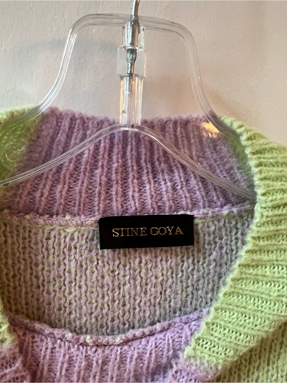 STINE GOYA Adonis Mock Neck Alpaca Sweater in Lavender and Fog - Picture 5 of 8